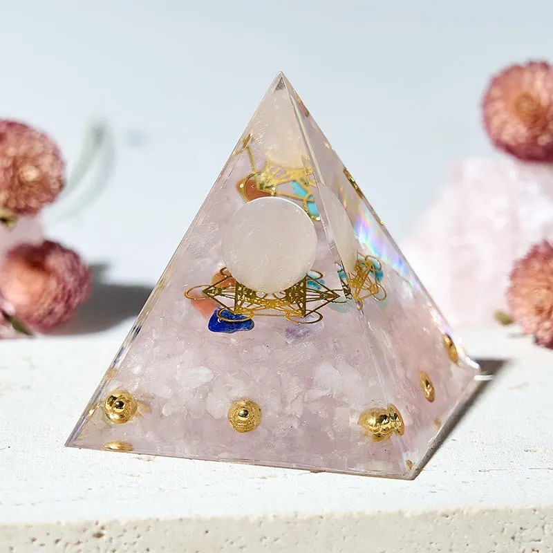 Crystaluck Metatron's Cube with 7 Chakra Crystal Orgone Pyramid