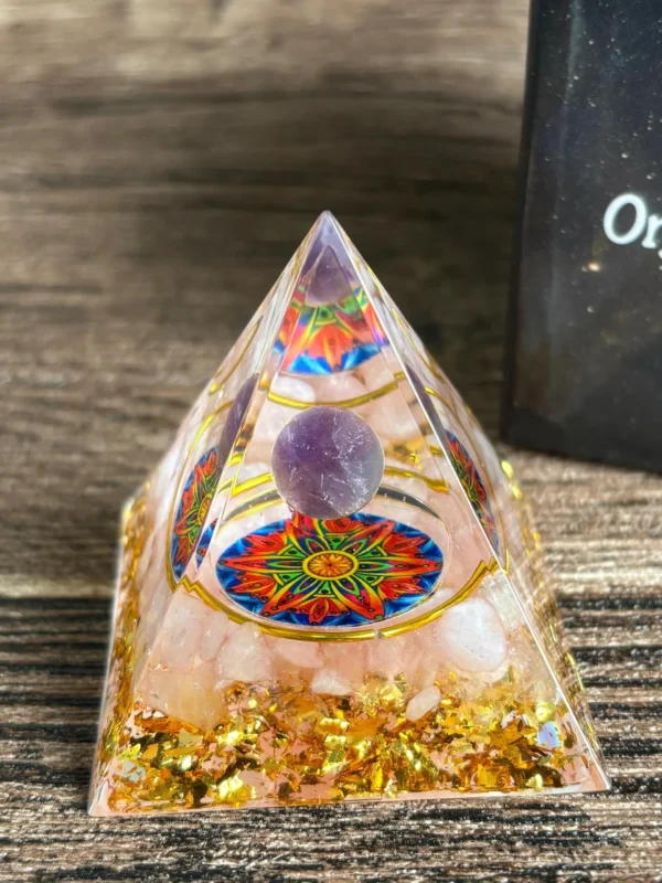 Crystaluck Amethyst Ball Rose Quartz Orgonite Pyramid Handmade Pyramid
