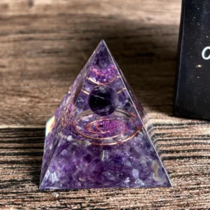 Crystaluck Amethyst Crystal Ball Orgonite Pyramid with Copper Coil