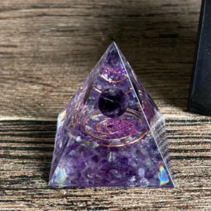 Crystaluck Amethyst Crystal Ball Orgonite Pyramid with Copper Coil