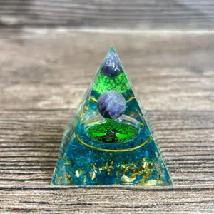 Crystaluck Amethyst Crystal Ball Orgone Pyramid with Blue Quartz