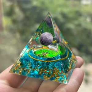 Crystaluck Amethyst Crystal Ball Orgone Pyramid with Blue Quartz
