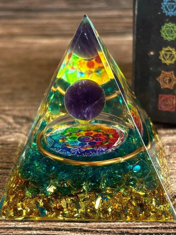 Crystaluck Amethyst Sphere Orgone Pyramid | Handmade Crystal Orgonite