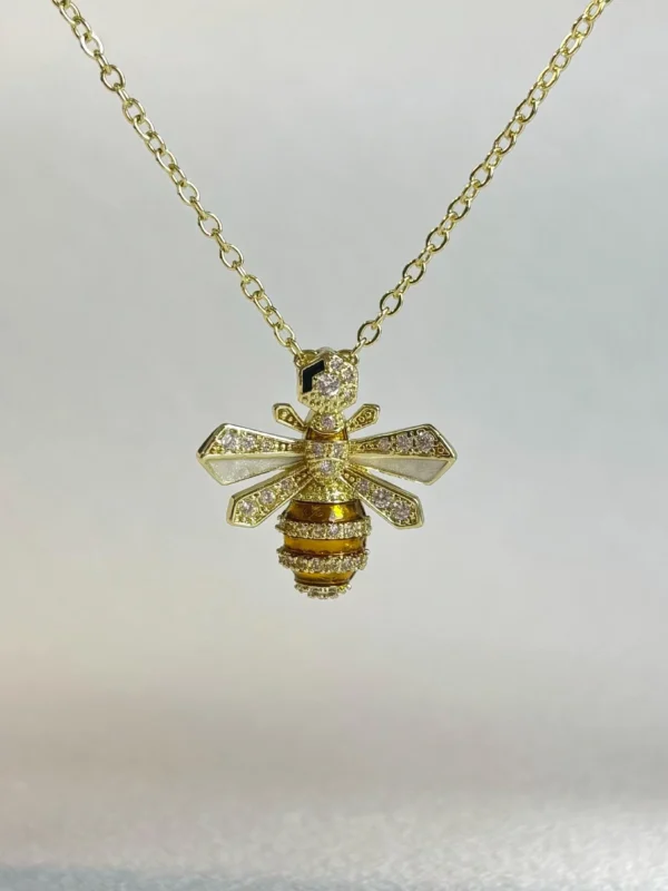 Crystaluck Zircon Bumble Bee Pendant Necklace