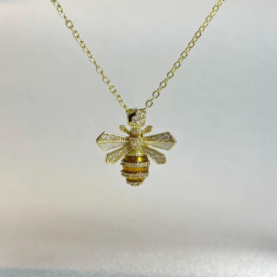 Crystaluck Zircon Bumble Bee Pendant Necklace