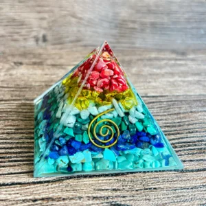 Crystaluck Chakra Orgonite Pyramid with red jasper and Lapis lazuli