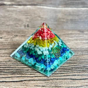Crystaluck Chakra Orgonite Pyramid with red jasper and Lapis lazuli