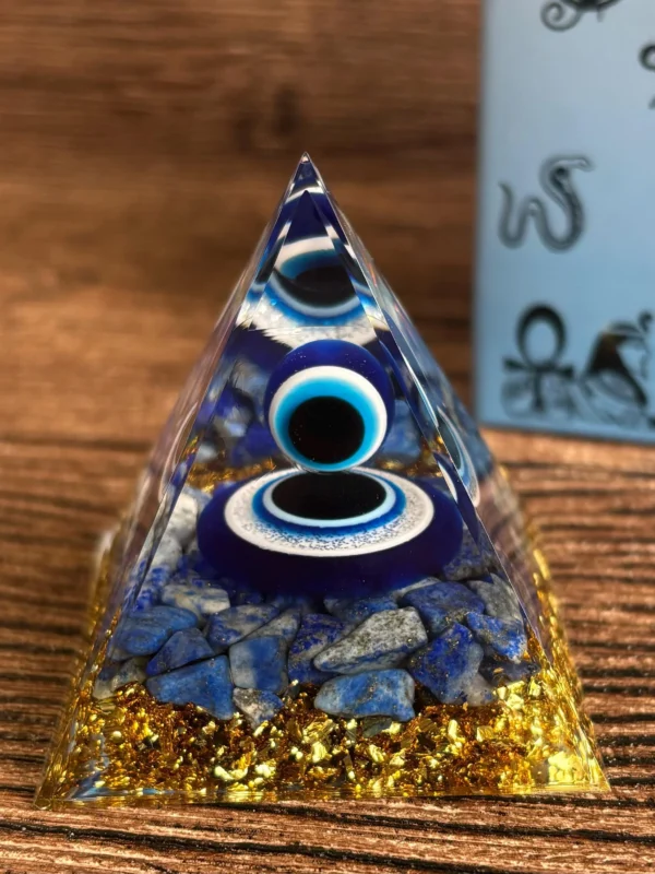 Crystaluck Handmade Lapis Lazuli Evil Eye Orgone Pyramid