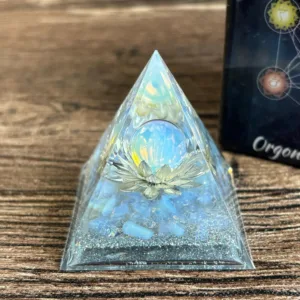 Crystaluck Handmade Lotus Opalite Orgonite Pyramid