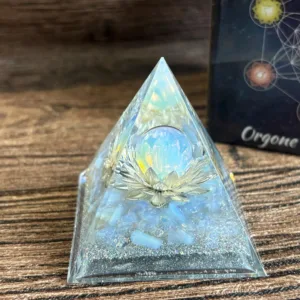 Crystaluck Handmade Lotus Opalite Orgonite Pyramid