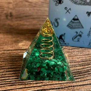Crystaluck Handmade Malachite Orgone Pyramid Spiral Copper Orgonite