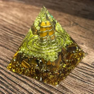Crystaluck Handmade Peridot With Tiger Eye Orgone Pyramid