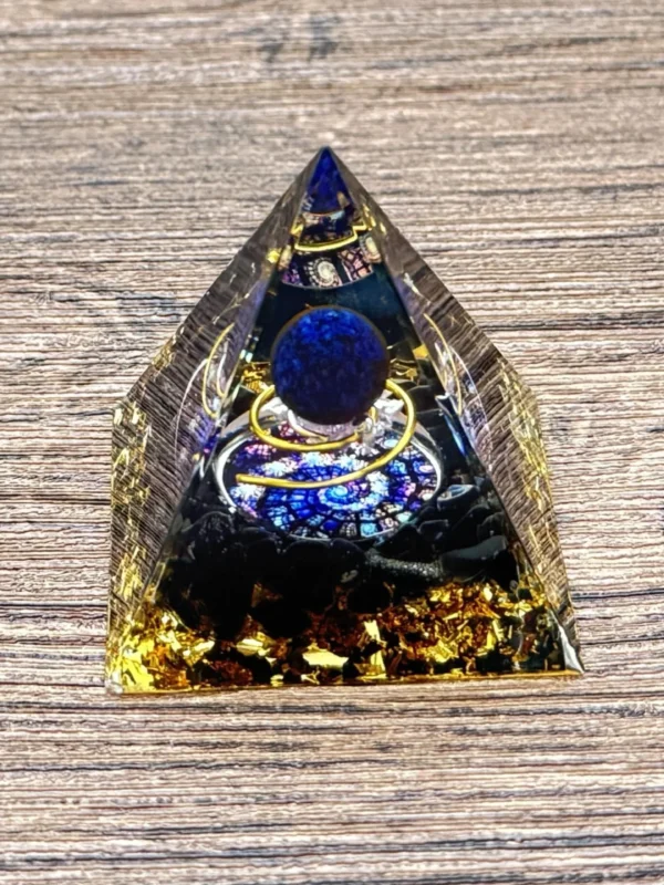 Crystaluck Lapis Lazuli crystal ball Orgonite Pyramid with Obsidian