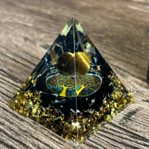 Crystaluck Obsidian Orgonite Pyramid Handmade Tiger Eye Sphere