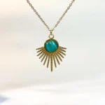 Crystaluck Teal Cat Eye Sunburst Necklace