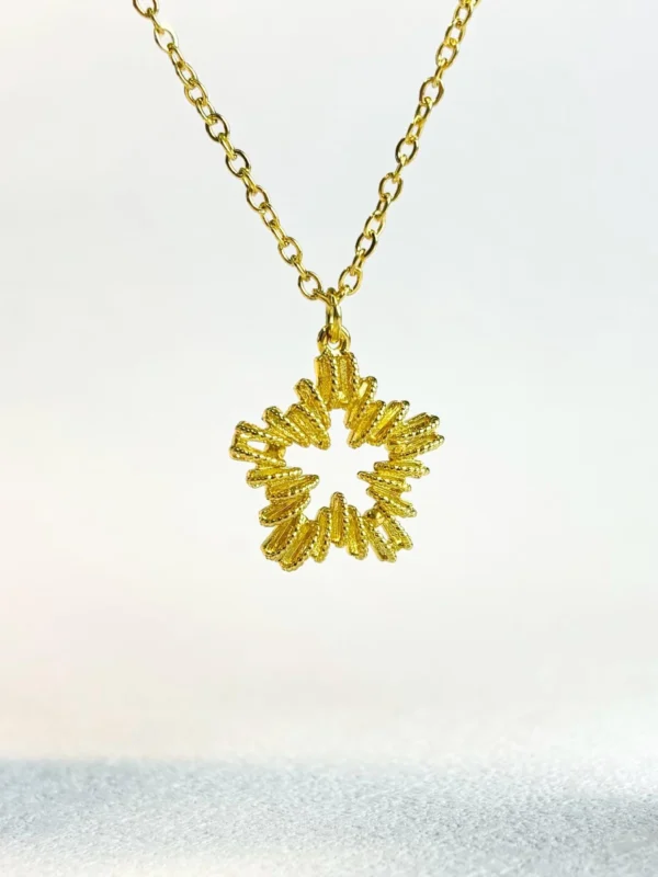 Crystaluck Textured Star Necklace with Pentagram Charm