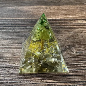 Crystaluck Tree of Life Orgonite Pyramid with Peridot