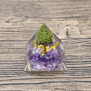 Crystaluck Tree of Life Orgone Pyramid with Amethyst