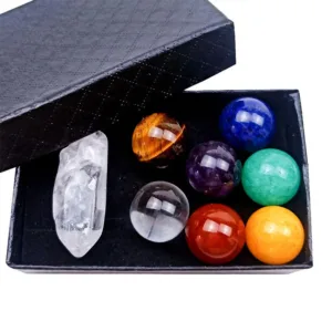 Crystaluck Chakra Rainbow Ball Crystal Set for chakra balancing, meditation and gift giving