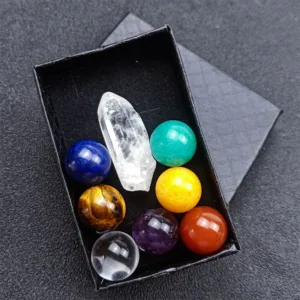 Crystaluck Chakra Rainbow Ball Crystal Set for chakra balancing, meditation and gift giving