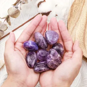 Crystaluck Amethyst Natural Tumbled Stone Set - 1.18-1.96'' for pocket carry, meditation and gift giving
