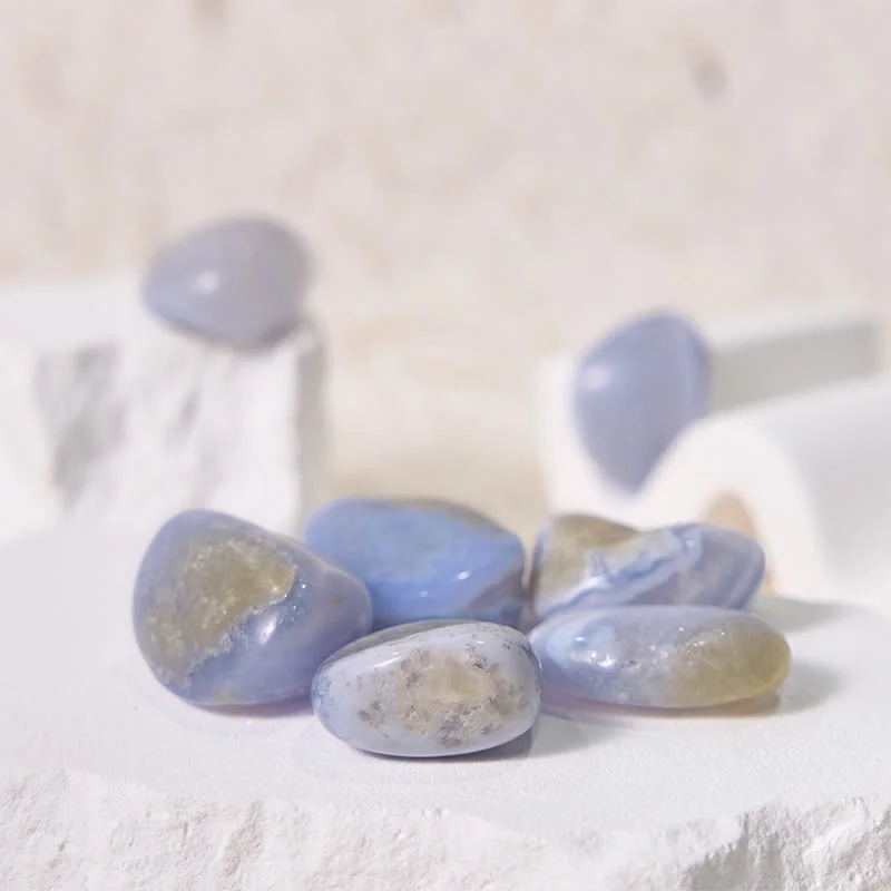 Crystaluck Blue Chalcedony Healing Crystals Tumbled 05 Crystaluck Blue Chalcedony Healing Crystals Tumbled Stone Set for pocket carry, meditation and gift giving