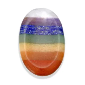 Crystaluck Chakra Rainbow Thumb Worry Stone for stress relief, calm focus and pocket carry