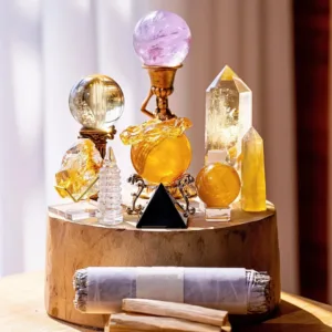 Crystaluck Customized Citrine Energy Set Ornament Crystal Array for home decor, desk display and gift giving