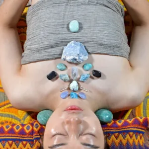 Crystaluck Energy Generator Throat Chakra Arrangement Crystal Array for meditation, energy healing and home decor