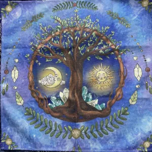 Crystaluck Gemstone Tree Wicca Square Tablecloth for meditation, energy healing and home decor