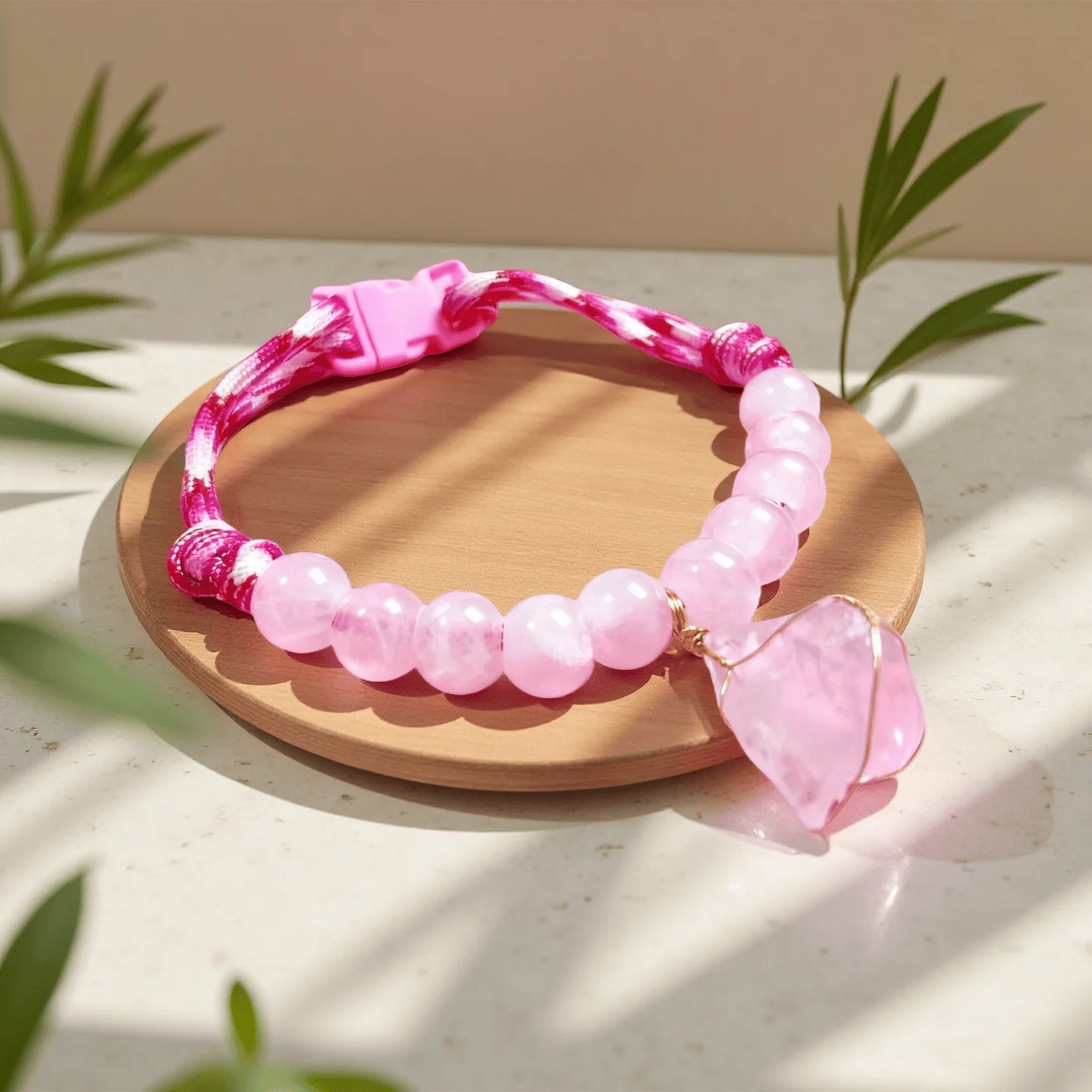 Crystaluck Gentle Calm Rose Quartz Pet Collar 02 Crystaluck Gentle Calm Rose Quartz Pet Collar for meditation, energy healing and home decor