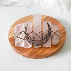 Crystaluck Handmade Rose Quartz Cresent Hair Clip Hairpin for hair styling, daily wear and gift giving