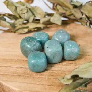 Crystaluck Natural Amazonite Polished Tumbled Stone Set for pocket carry, meditation and gift giving