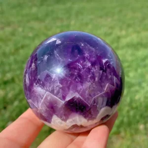 Crystaluck Natural Amethyst Crystal Sphere for meditation, energy cleansing and desk decor