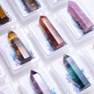 Crystaluck Natural Crystal Wands Pillar Twelve Constellation Set Ornament for reiki, meditation and energy work