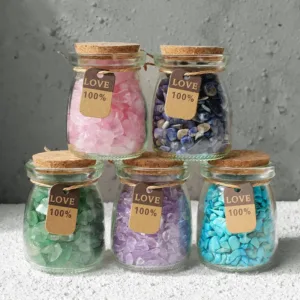 Crystaluck Natural Gemstone Gravel Crystal Wishing Bottle for meditation, energy healing and home decor