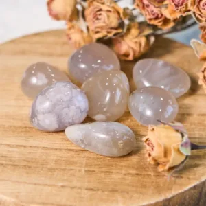 Crystaluck Natural Irregular Cherry Blossom Agate Tumbled Stone for pocket carry, meditation and gift giving