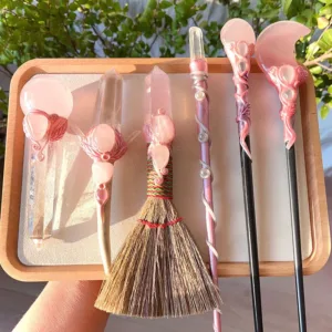 Crystaluck Natural Rose Quartz Magic Wand Ornaments Crystal Wands for reiki, meditation and energy work