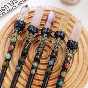 Crystaluck Natural Stone Magic Column Cosplay Halloween Crystal Wands for reiki, meditation and energy work
