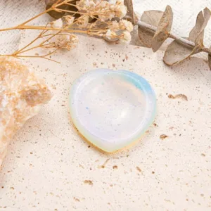 Crystaluck Opalite Healing Heart Worry Stone for stress relief, calm focus and pocket carry