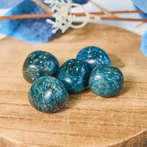Crystaluck Polished Natural Blue Apatite Healing Tumbled Stone for pocket carry, meditation and gift giving