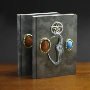 Crystaluck Red Agate Turquoise?Seahorse Pattern Decorative Notebook for journaling, desk use and gift giving