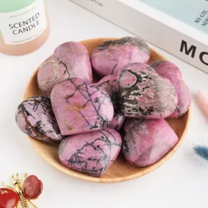 Crystaluck Rhodonite Polished Play Stone Crystal Heart for meditation, energy healing and home decor