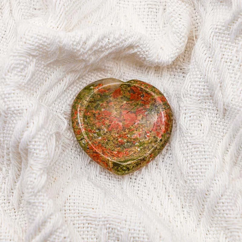 Crystaluck Unakite Heart Worry Stone 05 Crystaluck Unakite Heart Worry Stone for stress relief, calm focus and pocket carry