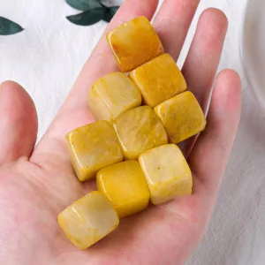 Crystaluck Yellow Agate Crystal Cube Natural Stone for meditation, reiki and desk decor