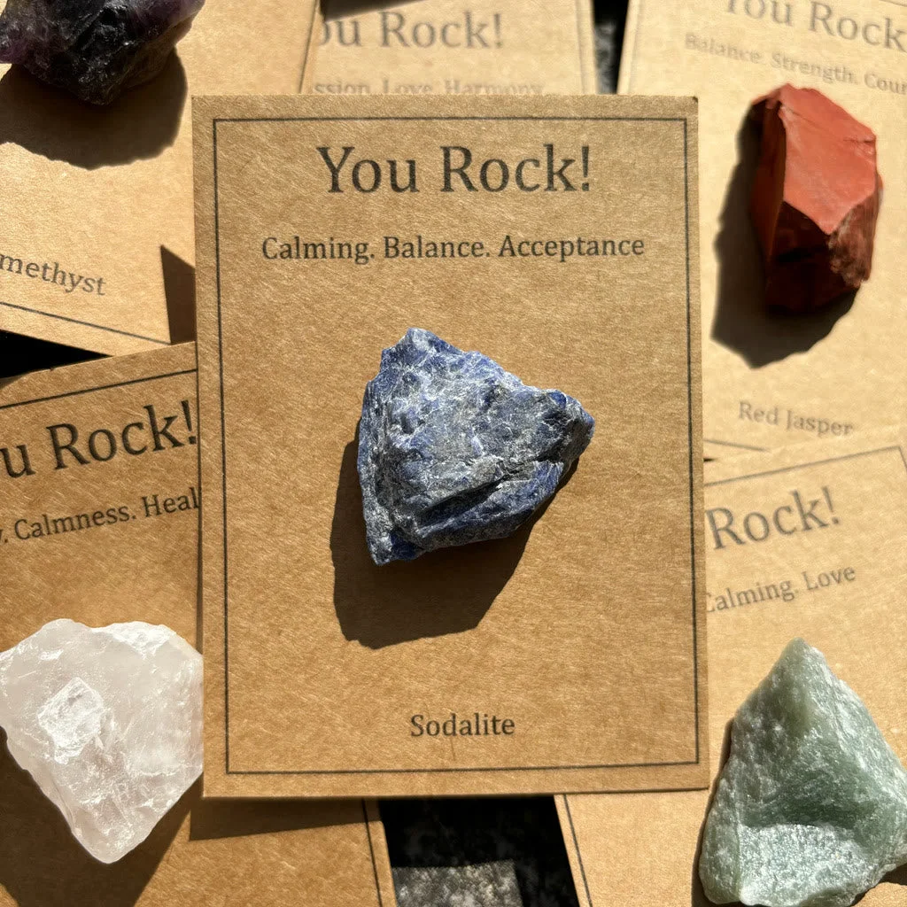 Crystaluck You Rock Card Natural Stone Gift Natural 01 Crystaluck "You Rock" Card Natural Stone Gift Natural Stone for gifting, keepsake and handmade decor
