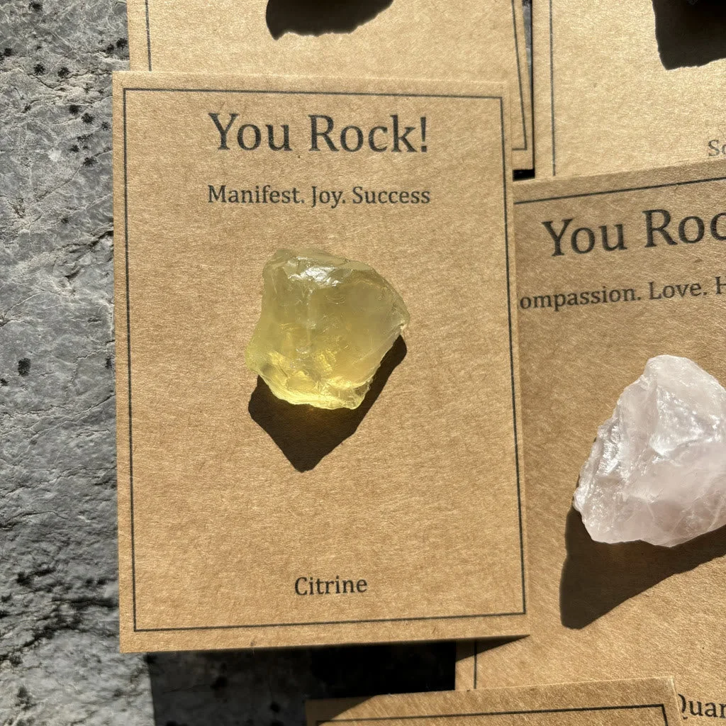 Crystaluck You Rock Card Natural Stone Gift Natural 08 Crystaluck "You Rock" Card Natural Stone Gift Natural Stone for gifting, keepsake and handmade decor