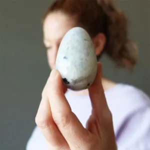 Crystaluck Easter Moonstone Tourmaline New Beginnings Crystal Egg for meditation, reiki and palm holding
