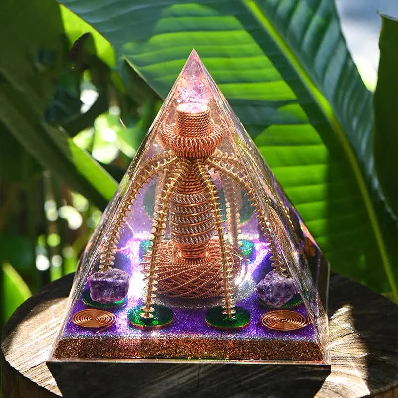 Orgone 0a510ea95d41 Crystaluck Amethyst Copper Wire Energy Generator Orgone Pyramid for energy balancing, meditation and home decor
