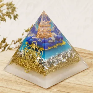 Crystaluck Lapis Lazuli Metatron's Cube Orgone Pyramid 5x5cm for energy balancing, meditation and home decor